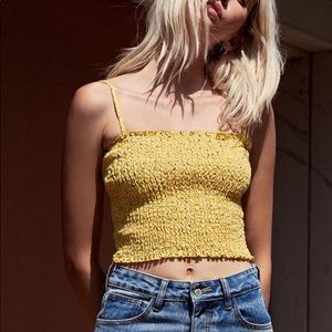 Yellow smocked tube top John galt pacsun